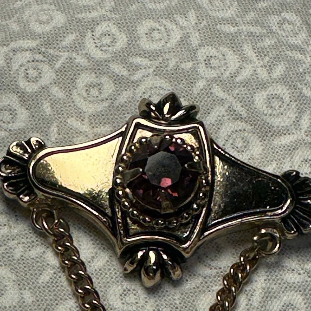 chatelaine locket brooch American jewelry by Coro Mulit photos Vintage
